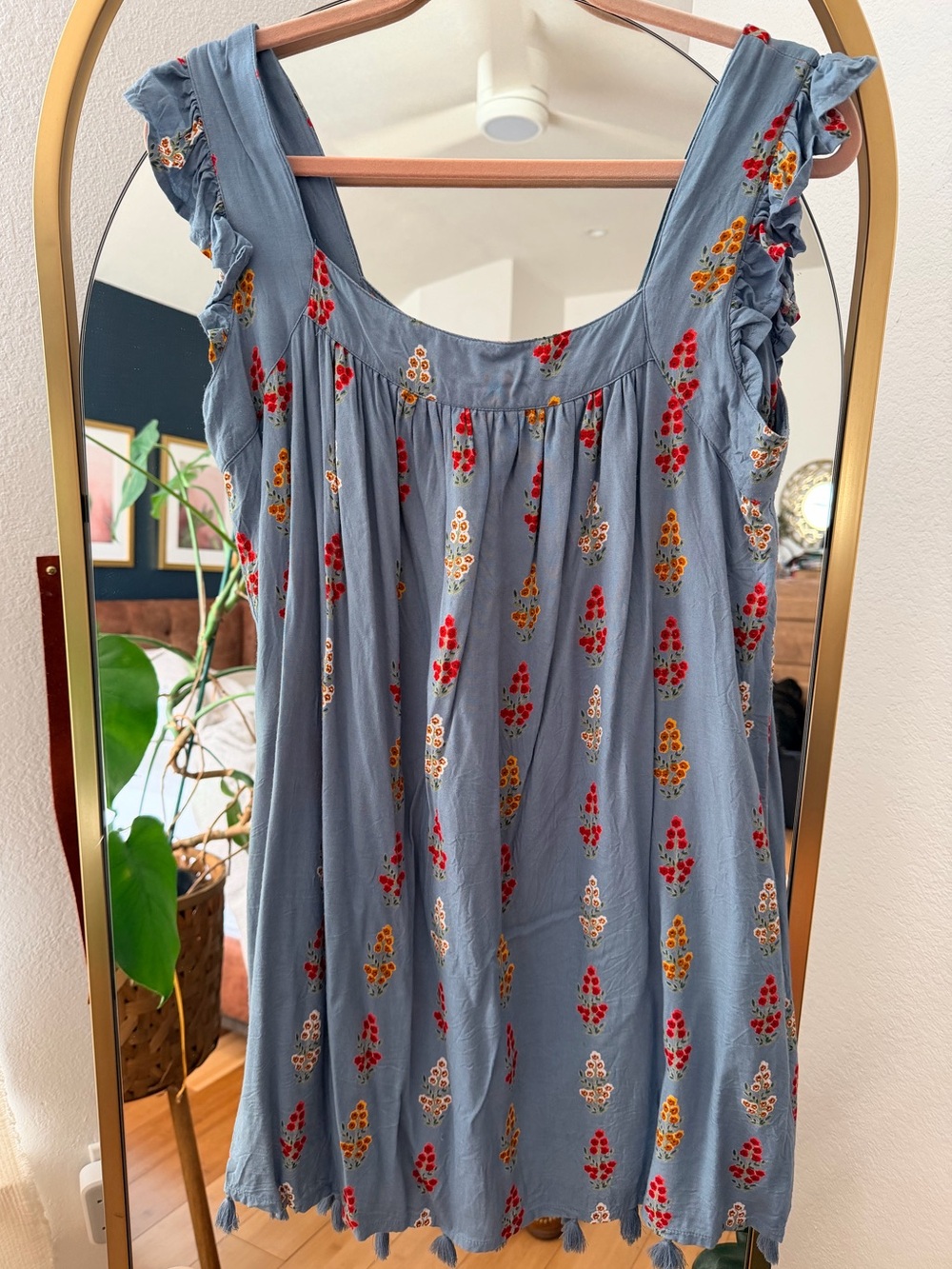 Sunshine Tienda Blue Floral-Print Sleeveless Women’s Mini Dress